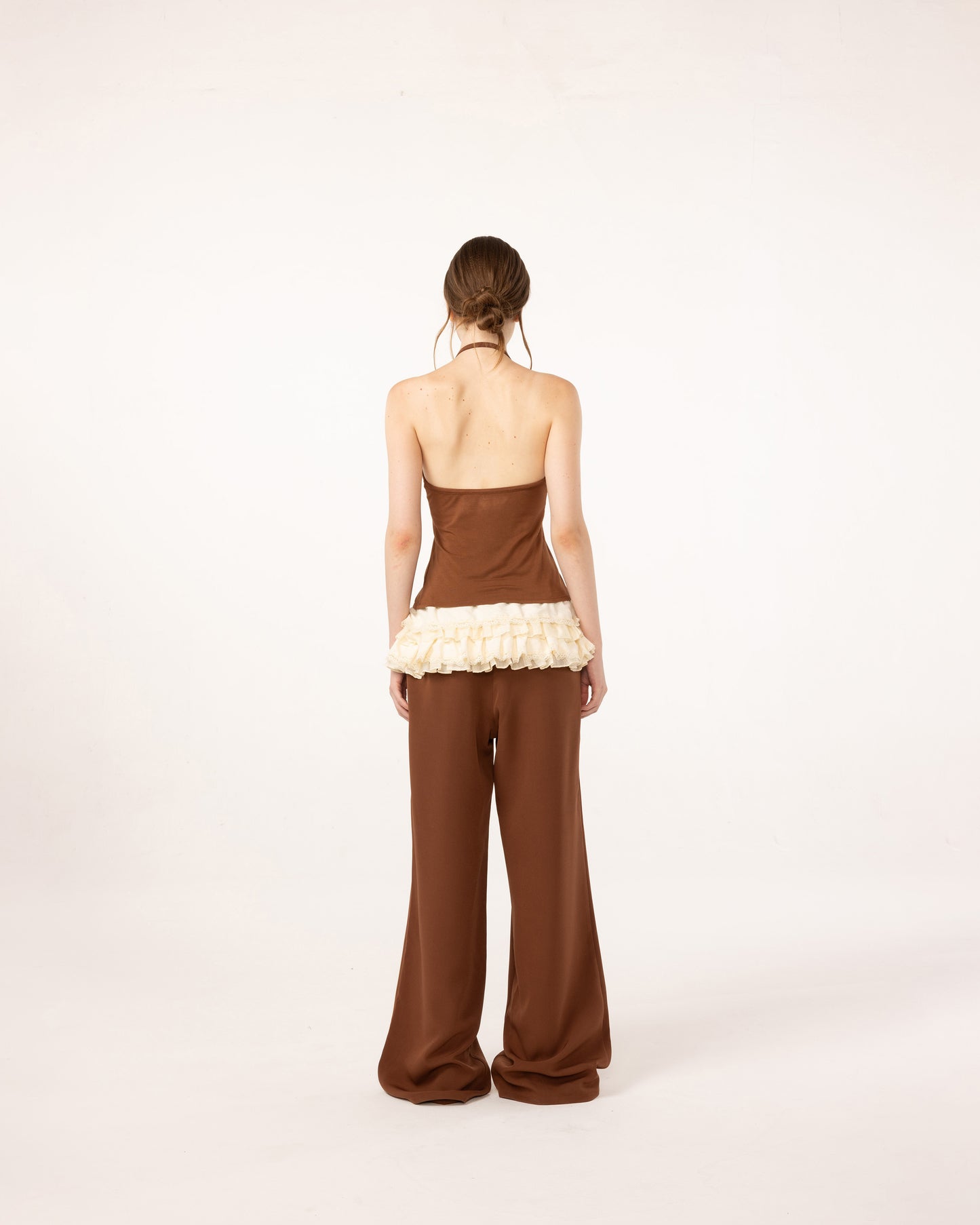 BROWN RUFFLE PANTS