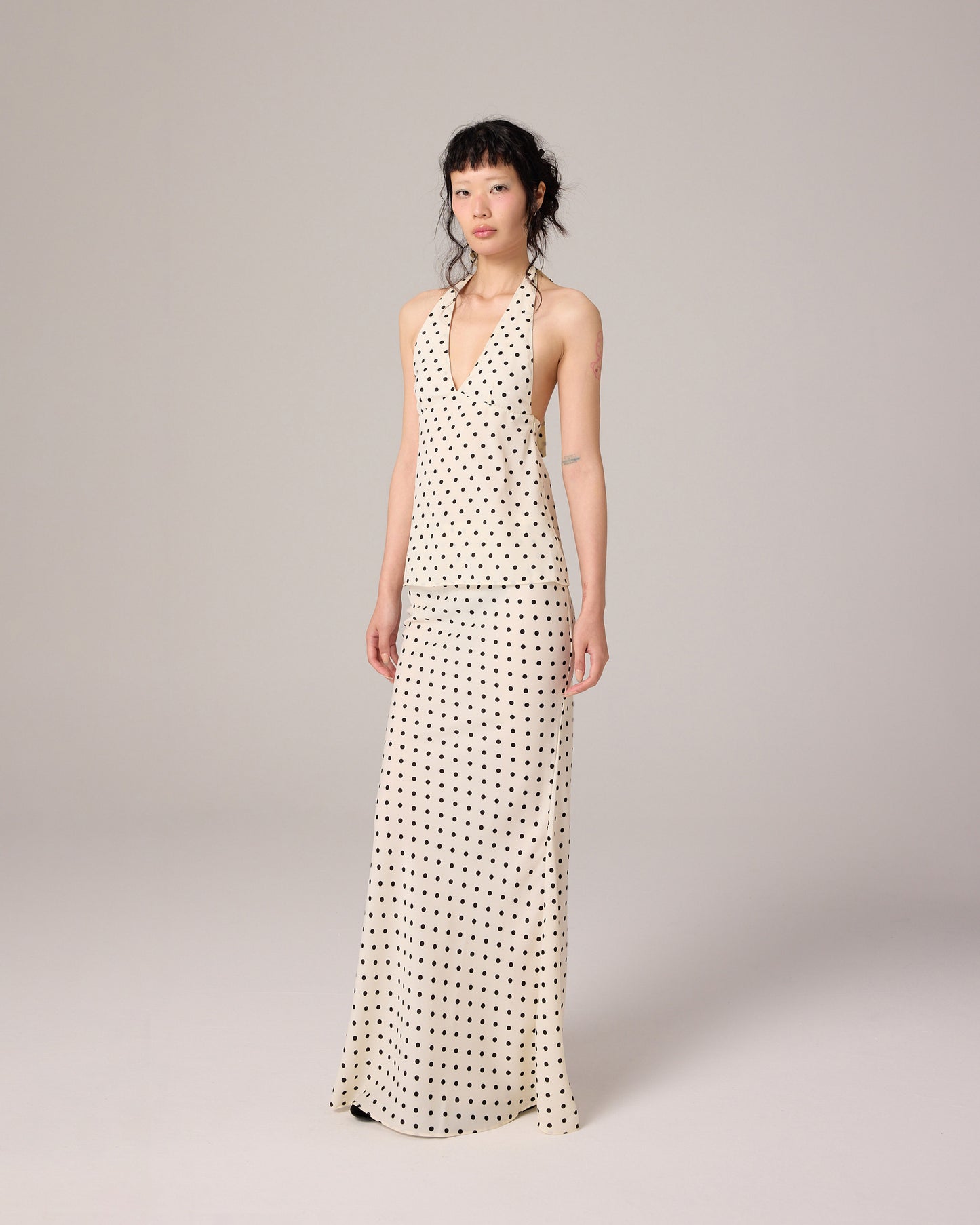 POLKA DOT HALTER TOP (OFF WHITE)