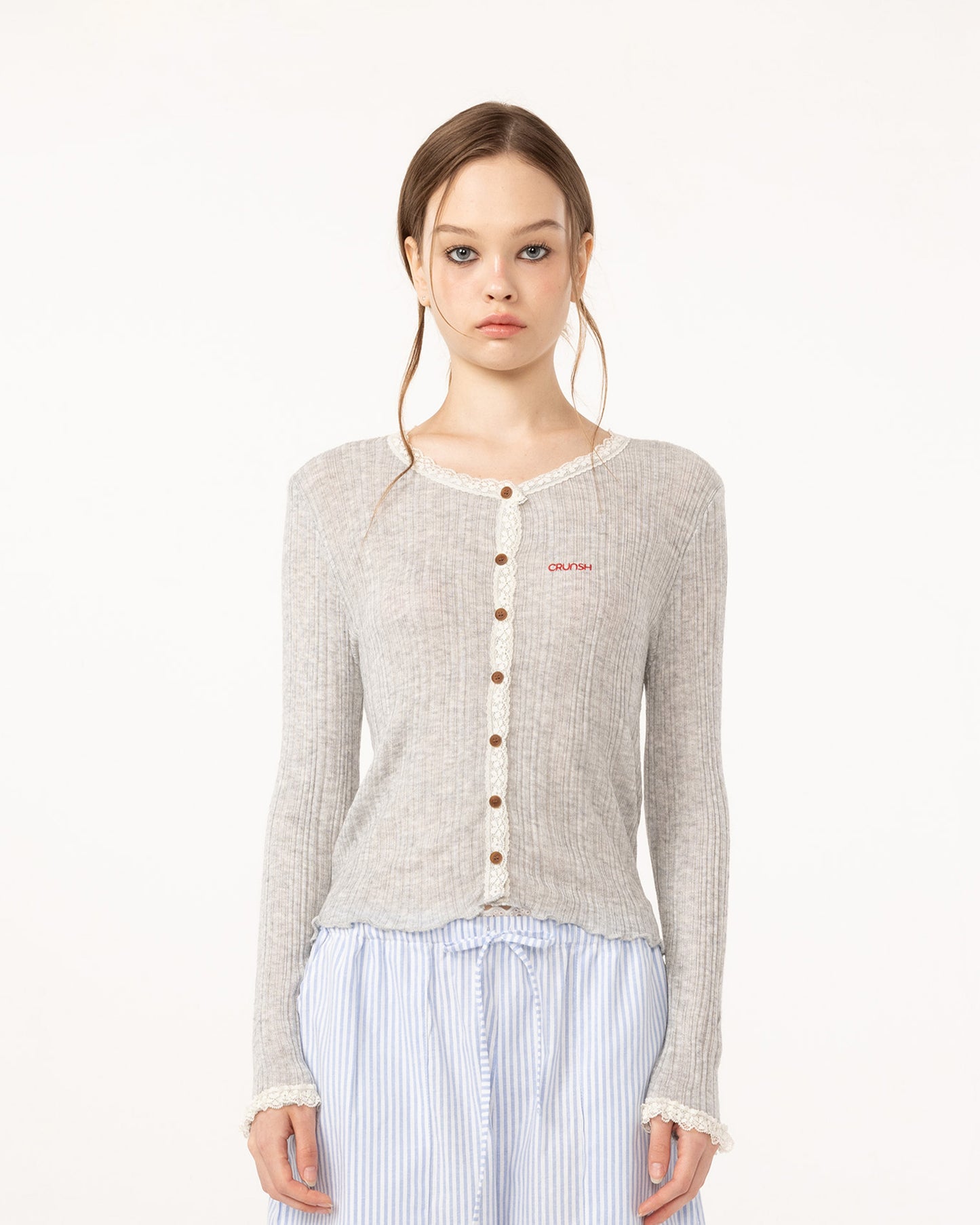 CARDIGAN WITH LACE (GREY)