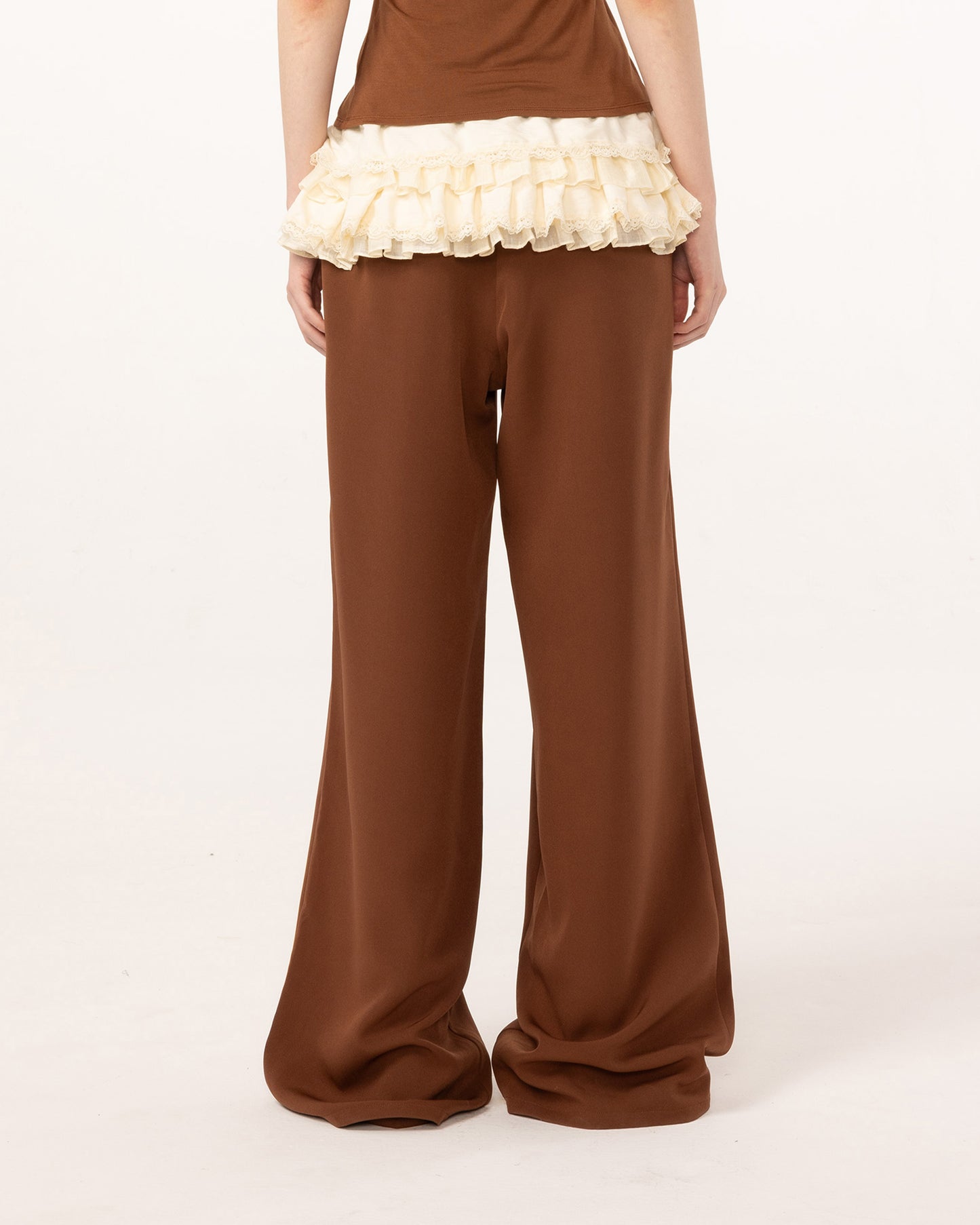 BROWN RUFFLE PANTS