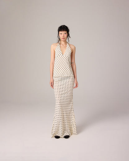 POLKA DOT HALTER TOP (OFF WHITE)
