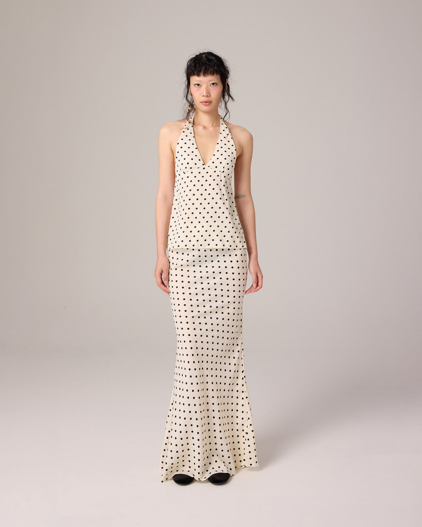 MAXI POLKA DOT SKIRT (OFF WHITE)