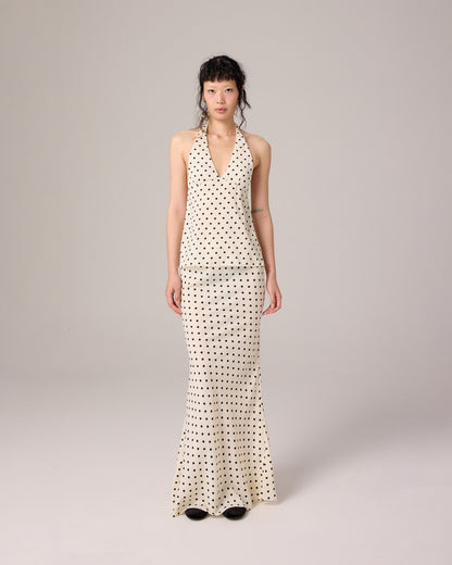 MAXI POLKA DOT SKIRT (OFF WHITE)