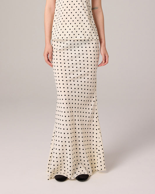 MAXI POLKA DOT SKIRT (OFF WHITE)