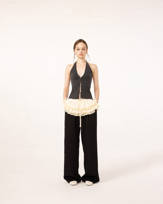 BLACK RUFFLE PANTS