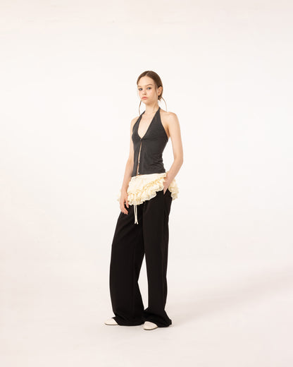 BLACK RUFFLE PANTS