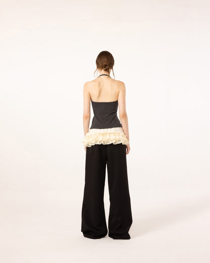 BLACK RUFFLE PANTS
