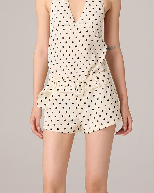 POLKA DOT SHORTS WITH BELT (OFF WHITE)