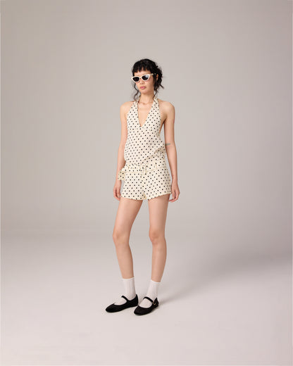 POLKA DOT SHORTS WITH BELT (OFF WHITE)
