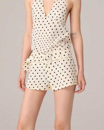 POLKA DOT SHORTS WITH BELT (OFF WHITE)