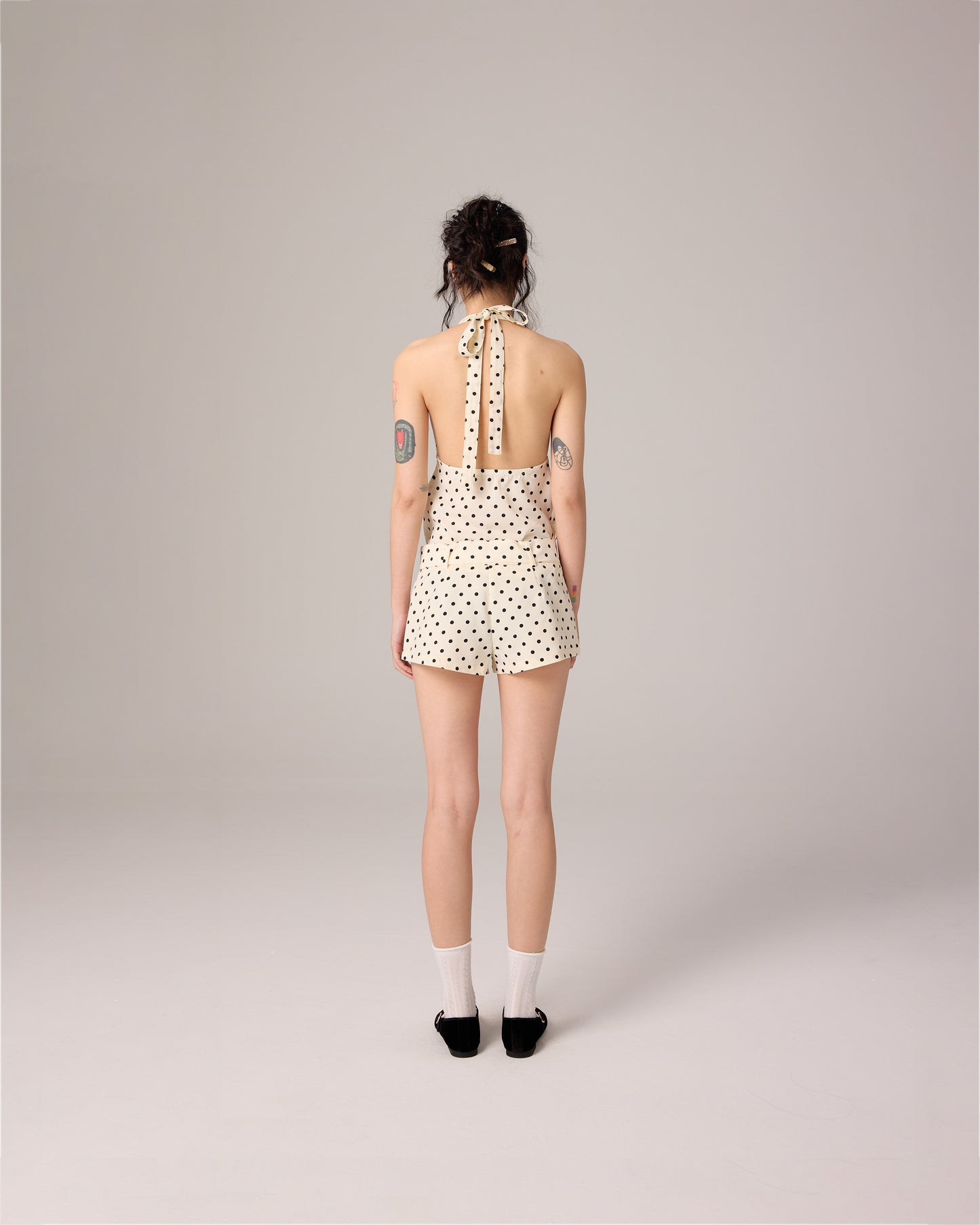 POLKA DOT SHORTS WITH BELT (OFF WHITE)