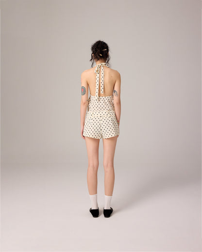 POLKA DOT SHORTS WITH BELT (OFF WHITE)