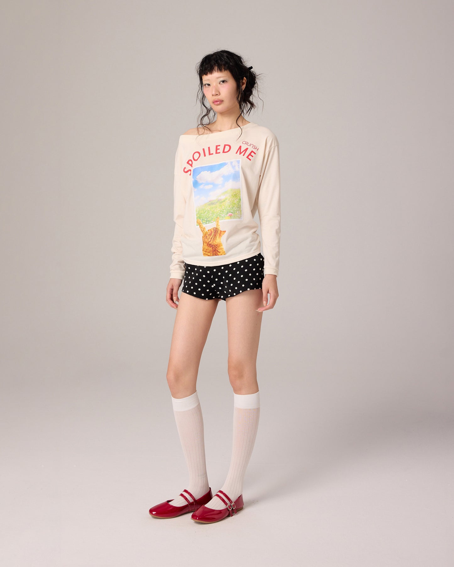 POLKA DOT SHORTS WITH BELT (BLACK)