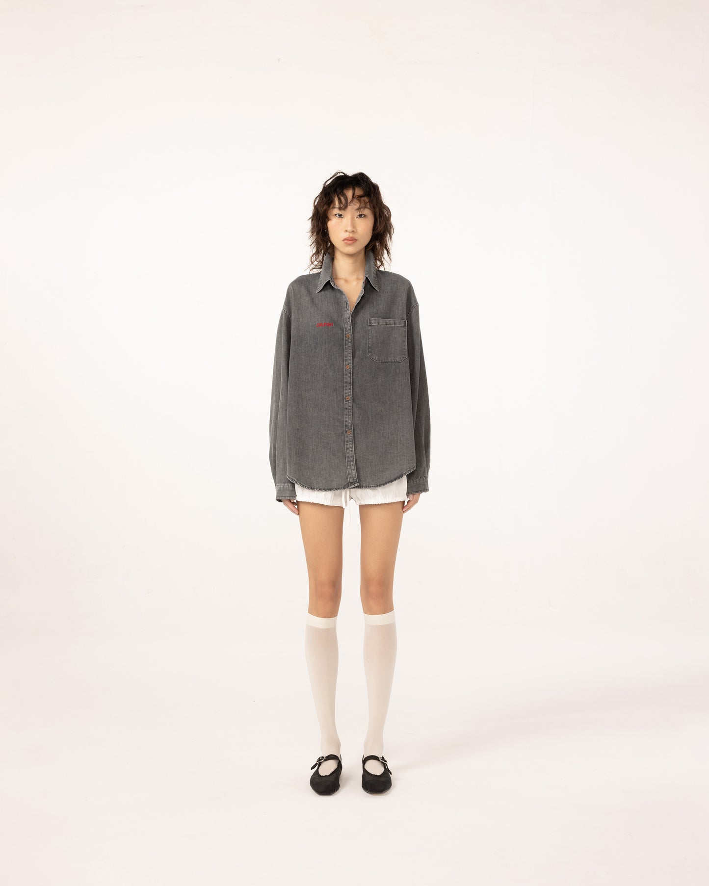 GREY CHAMBRAY TOP