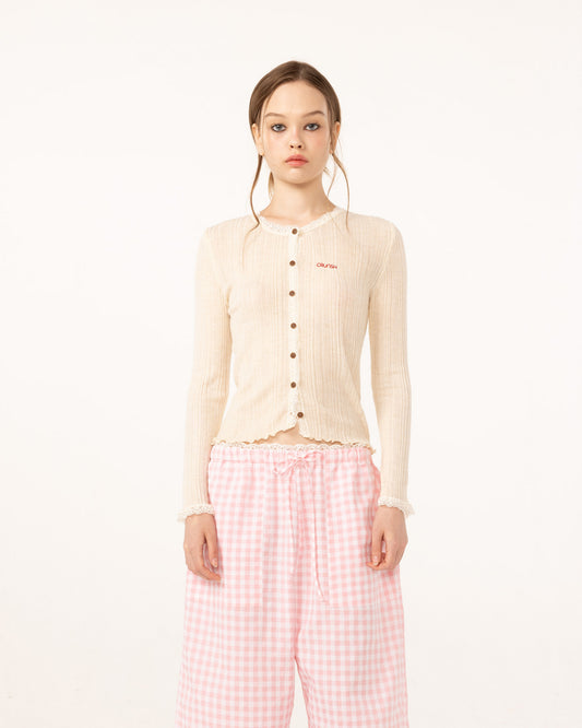 CARDIGAN WITH LACE (OATMEAL)