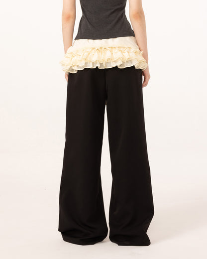 BLACK RUFFLE PANTS