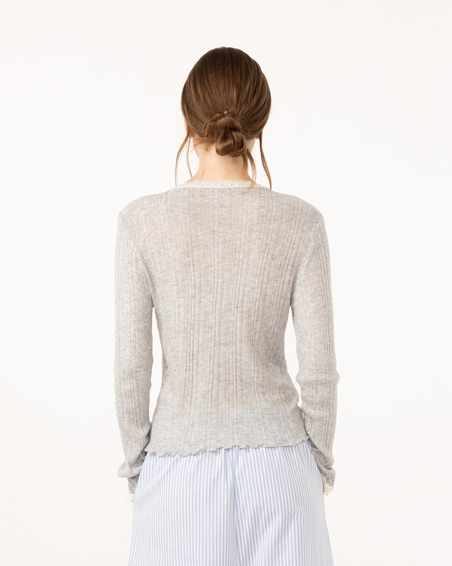 CARDIGAN WITH LACE (GREY)