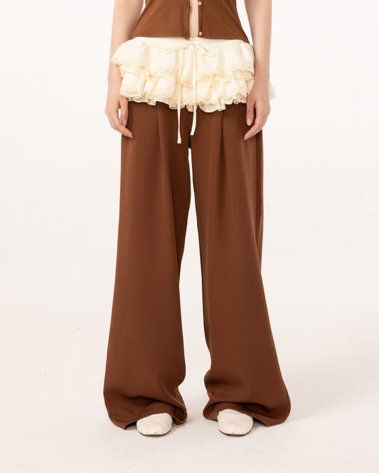 BROWN RUFFLE PANTS